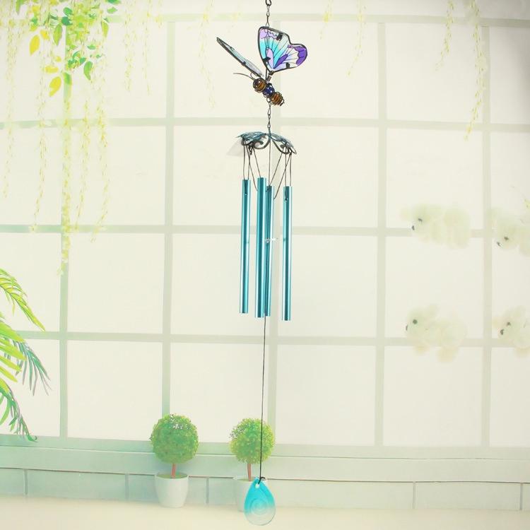 Blue Butterfly Wind Chimes Outdoor Glass Butterfly Metal Wind Chimes Garden Decor Chimes Patio Balcony Room Decoration HBJYT