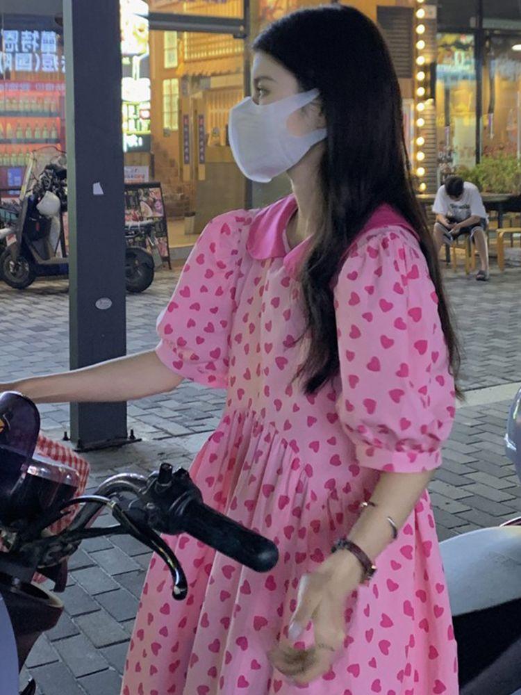 CHENGRUI Váy cổ búp bê Pháp cho nữ mùa hè 2023 đầm dài thắt lưng mỏng sinh viên ngọt ngào dịu dàng váy gió