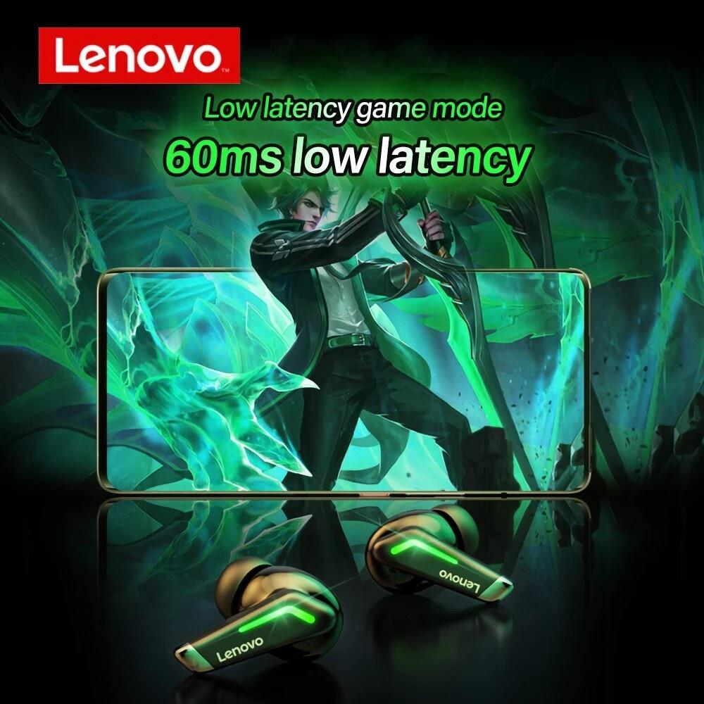 Tai nghe không dây LENOVO GM3 Bluetooth 5.0 TWS âm thanh giảm ồn HD độ trễ thấp pin trâu có micro cho chơi game thể thao-Hàng chính hãng