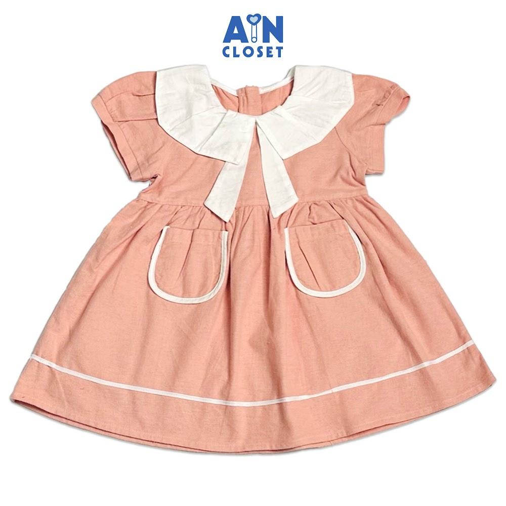 Đầm bé gái họa tiết Hồng Trơn thô Cà Bông - AICDBGGREBXX - AIN Closet