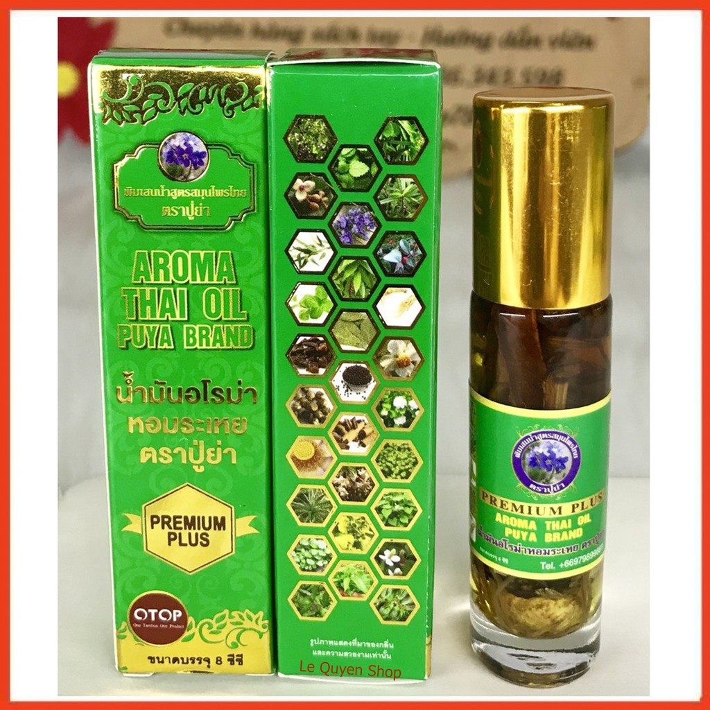 Dầu lăn thảo dược 29 vị Aroma Thai Oil Puya Brand Thái Lan( Chai 8 ml)