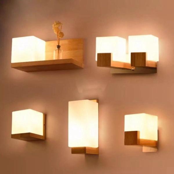 Đèn gắn tường gỗ, đèn phòng ngủ, đèn treo tường, đèn trang trí, đèn decor, đèn tường DT DDT
