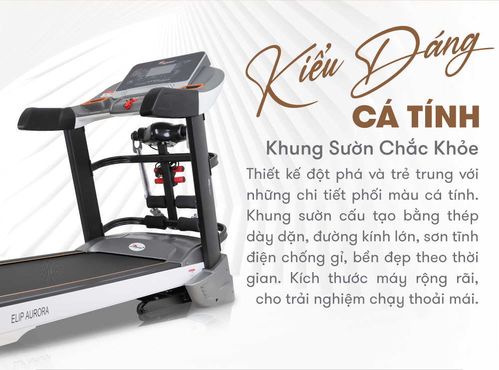 Máy Chạy Bộ Điện Đa Năng ELIP Aurora Động Cơ Mạnh 4.0HP, Thảm Chạy Rộng, Êm Ái, Chống Trơn Trượt
