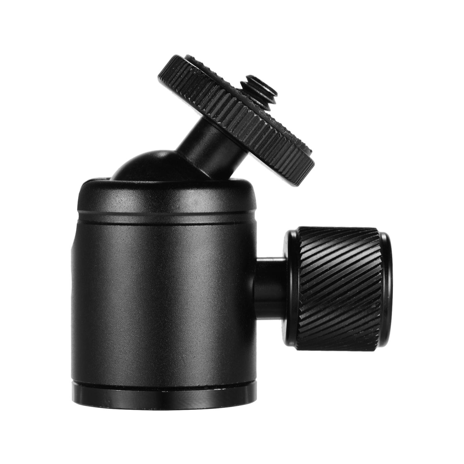 Mini Metal Tripod Head Adapter Ball Head Aluminum Alloy with 1/4 Inch Screw and 3/8 Inch Screw Hole for Mobile Phone