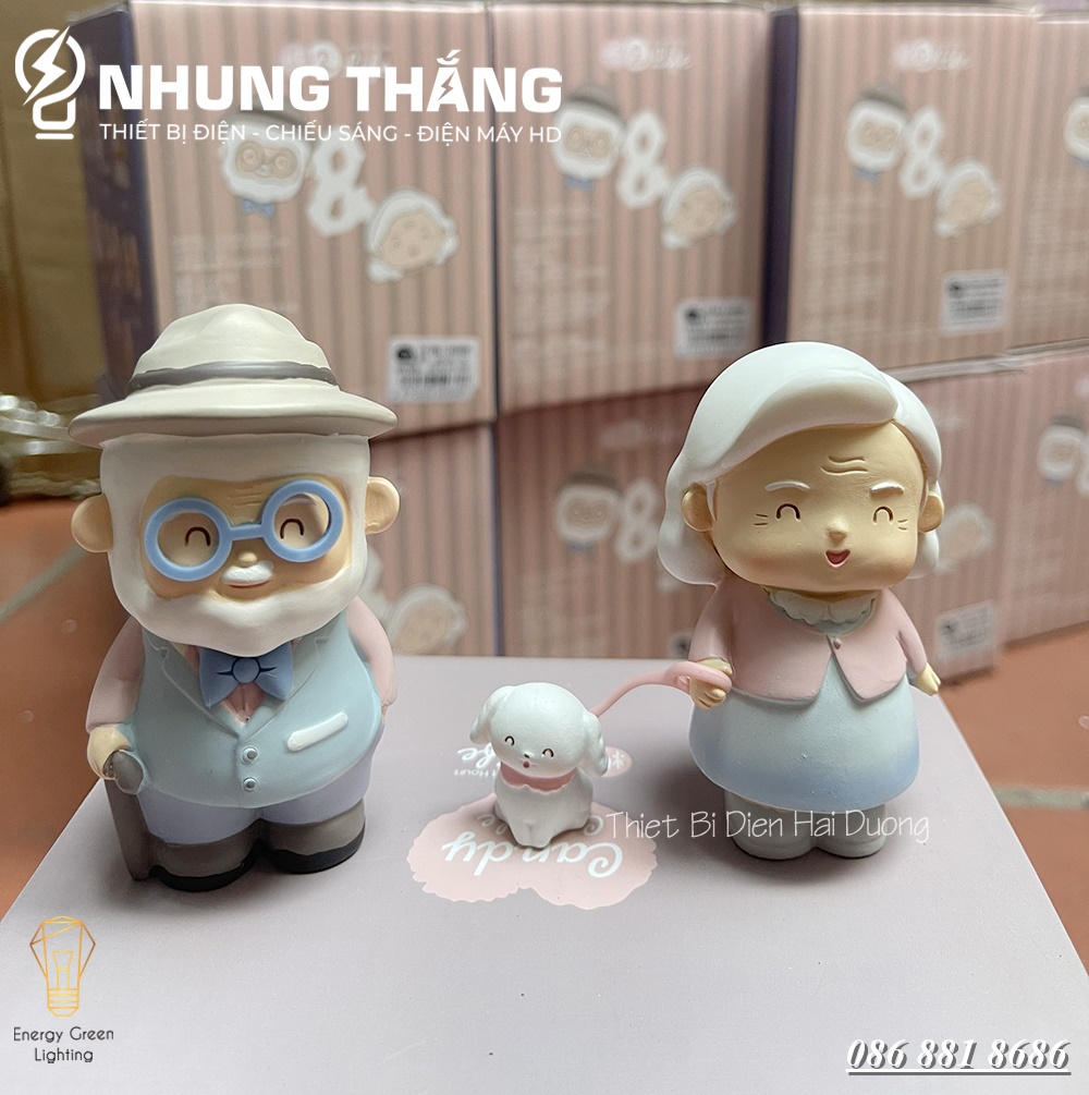 Mô Hình Ông Bà Hạnh Phúc - Quà Tặng Ý Nghĩa - Decor Trang Trí Căn Phòng Vintage Siêu Dễ Thương - Có Video