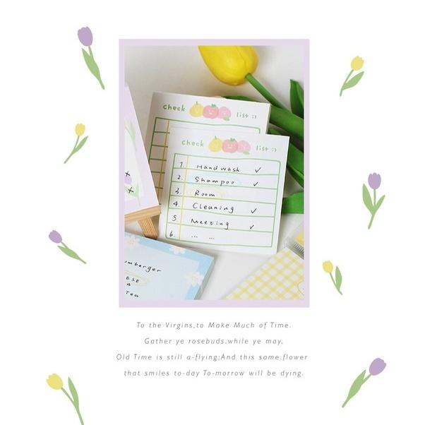 Giấy Note - Set 100 Tờ Memo Pad Vuông NOTE FOR Pattern Cookie Flowers