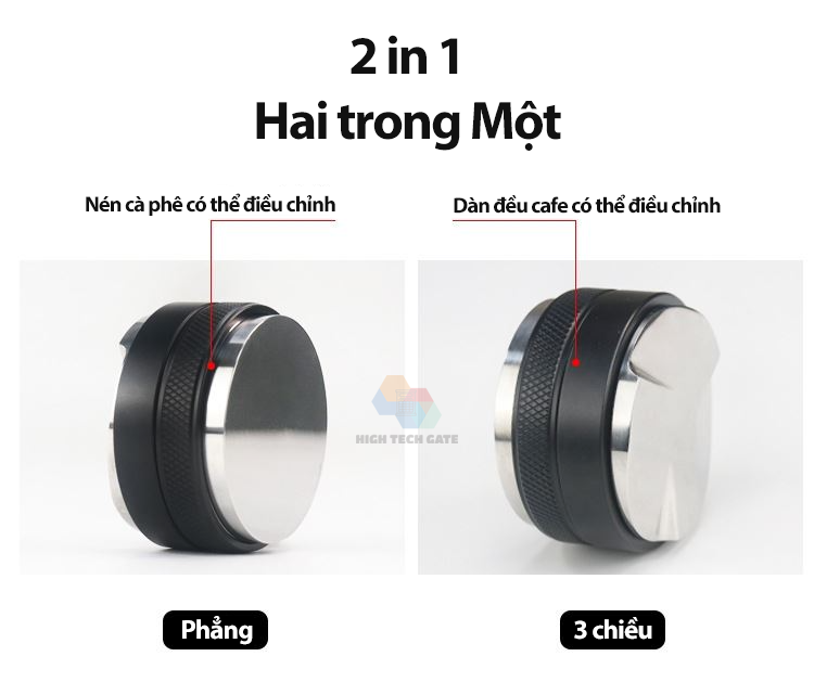 Dụng cụ dàn đều kiêm nén cà phê 2 trong 1, phân bổ cafe OCD và Tamper cho pha chế cà phê máy Espresso chuyên nghiệp, hàng chính hãng