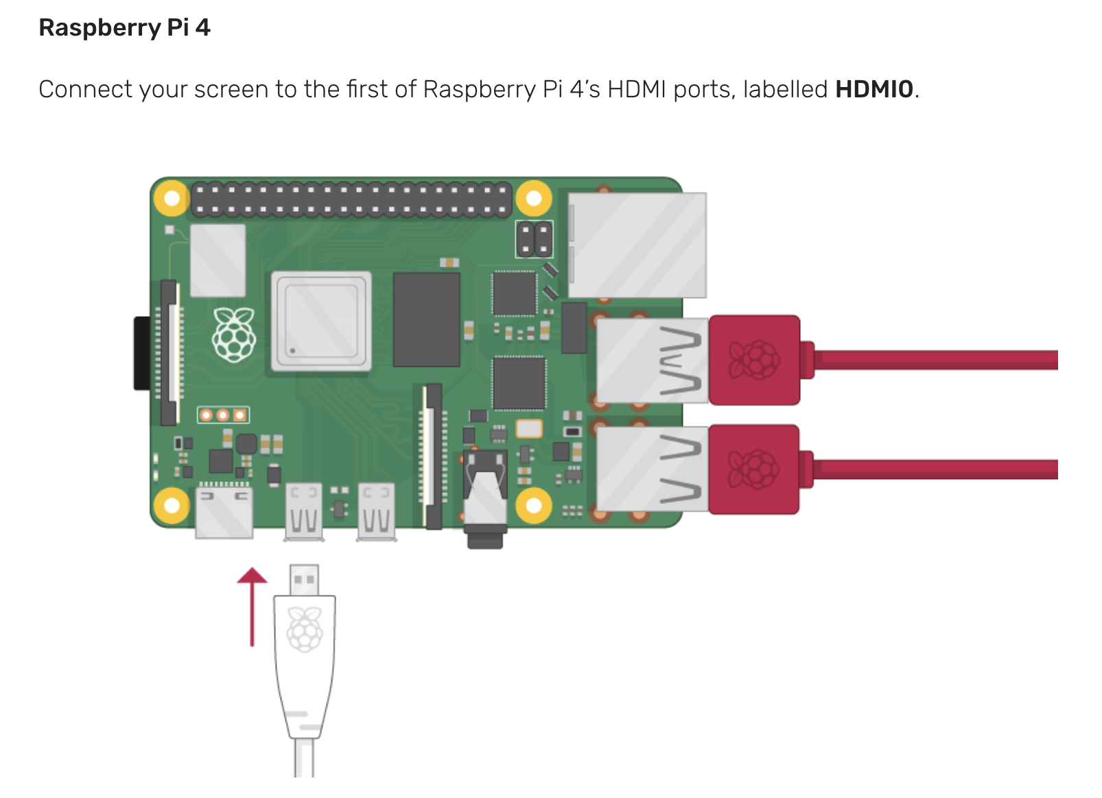 Cable chuyển microHDMI to HDMI Official dành cho Raspberry Pi 4 - Hàng Chính Hãng