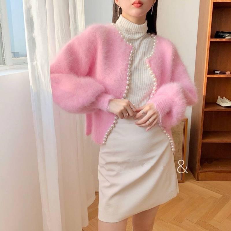 Áo len lông mềm cardigan dáng ngắn màu ngọt Hadu shop