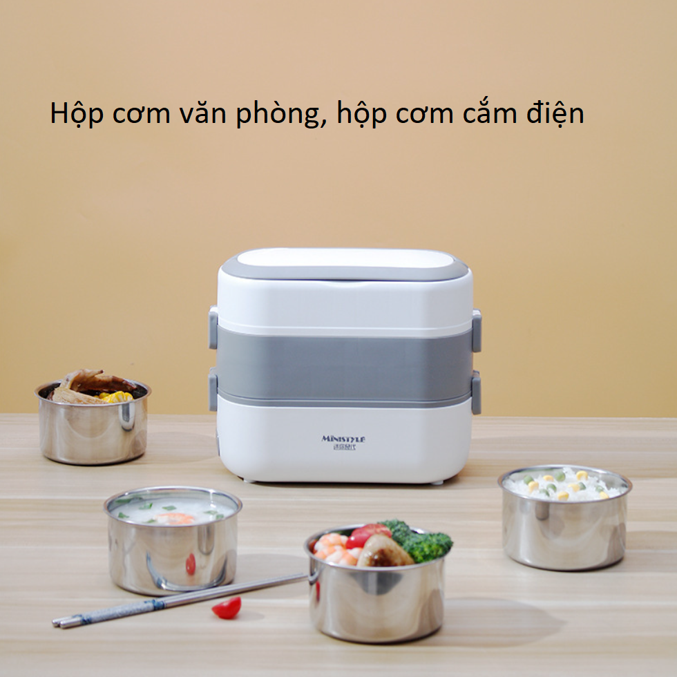 Hộp Cơm Văn Phòng Cắm Điện Tự Nấu Chín Ruột Inox