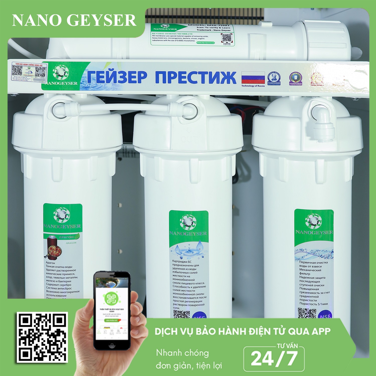 Cây nước Nóng Lạnh Nguội Nano Geyser ECO 7 - Hàng Chính Hãng