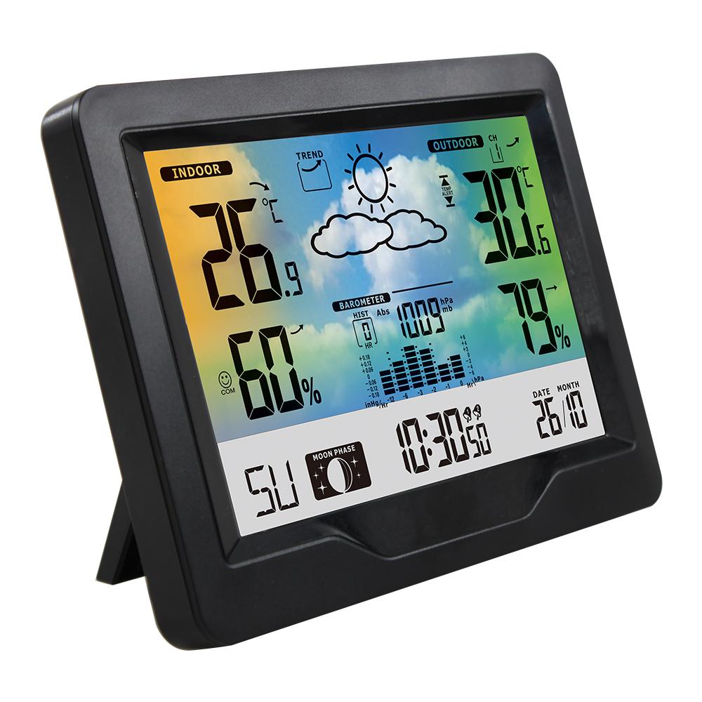Wireless Weather Station Indoor Outdoor Color Screen Weather Forecast Station with Outdoor Sensor Digital Temperature