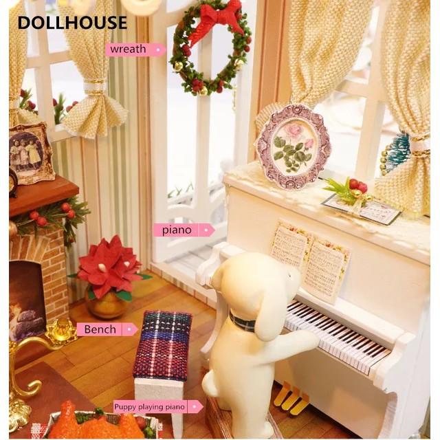 Nhà búp bê DIY Doll House_ HOLIDAY TIME_CÓ MICA+ KEO + DỤNG CỤ