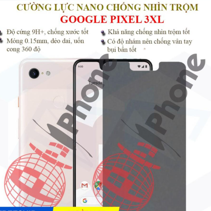 Dán chống nhìn trộm dành cho Google Pixel 3 XL - Dán cường lực dẻo nano