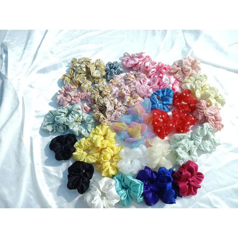 Cột Tóc Scrunchies Vải Kẻ Caro-Voan Kính Mềm Mại