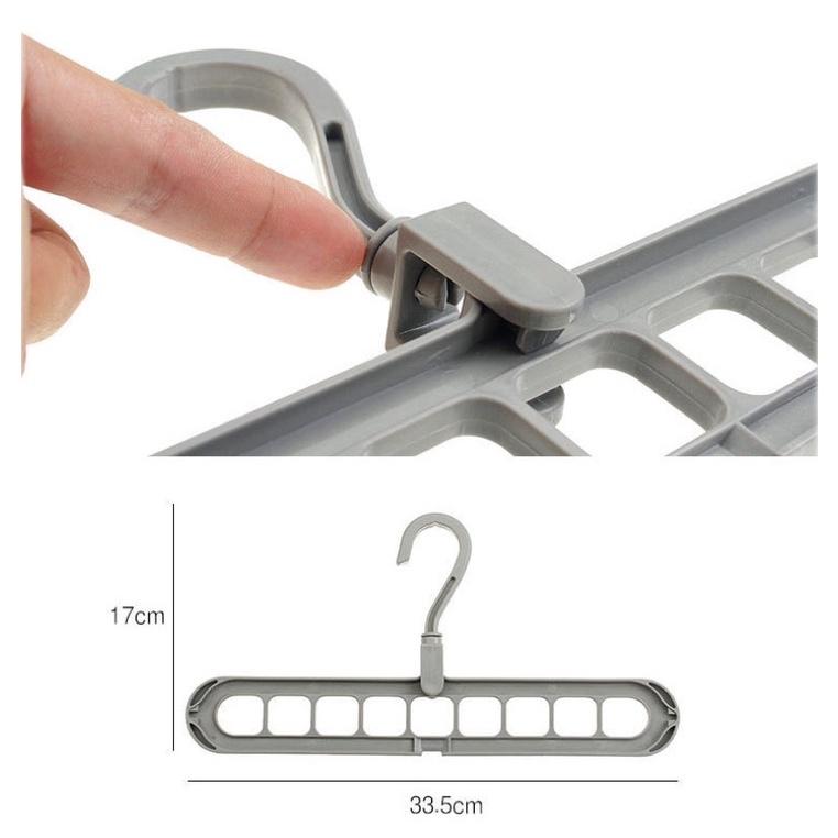 Móc treo quần áo 9 lỗ đa năng xoay 360 độ- Móc treo đồ tiện dụng tiết kiệm diện tích, gọn gàng tiện lợi