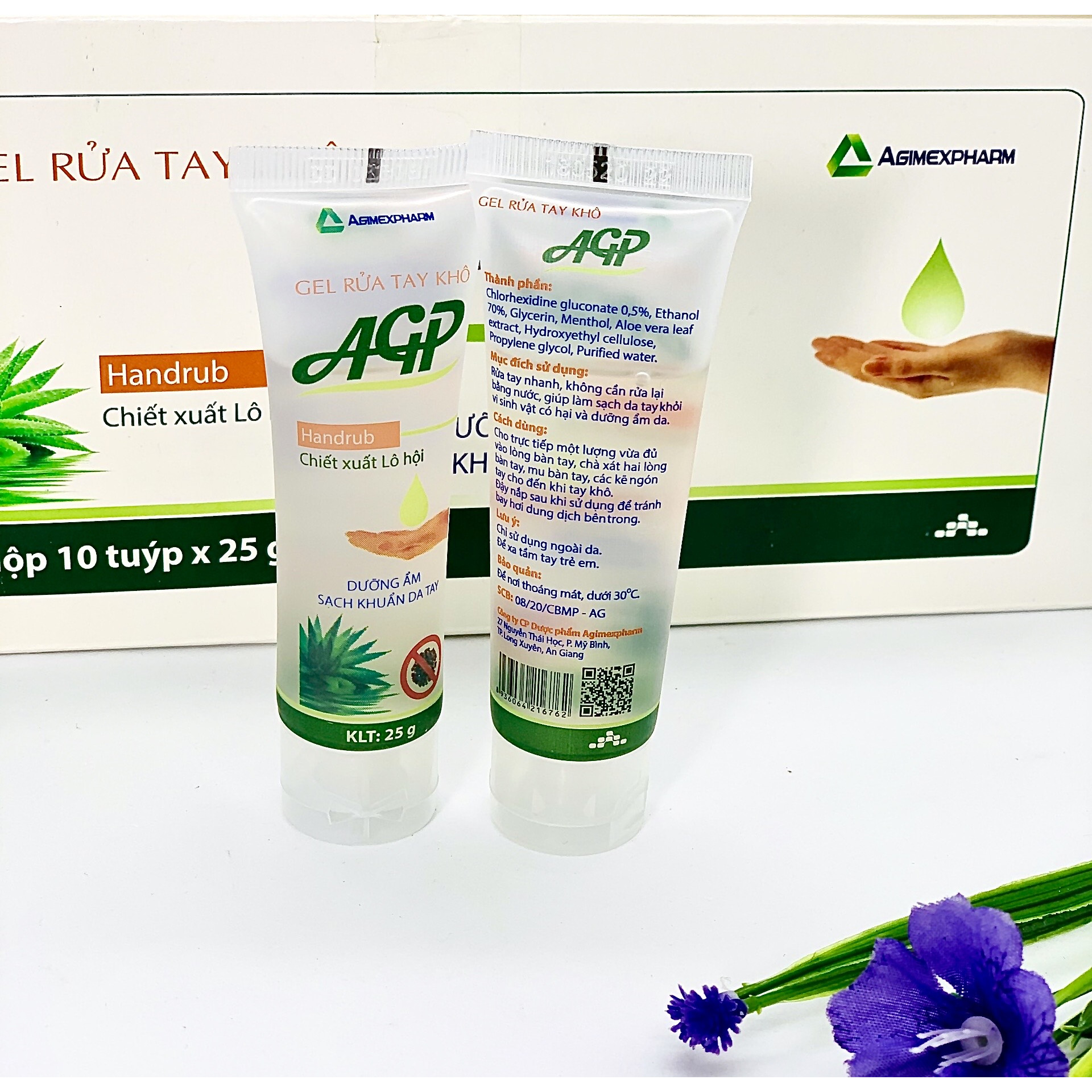 Gel Rửa Tay Khô AGP Agimexpharm Chiết xuất Lô hội Bỏ túi du lịch (Tuýp 25g)