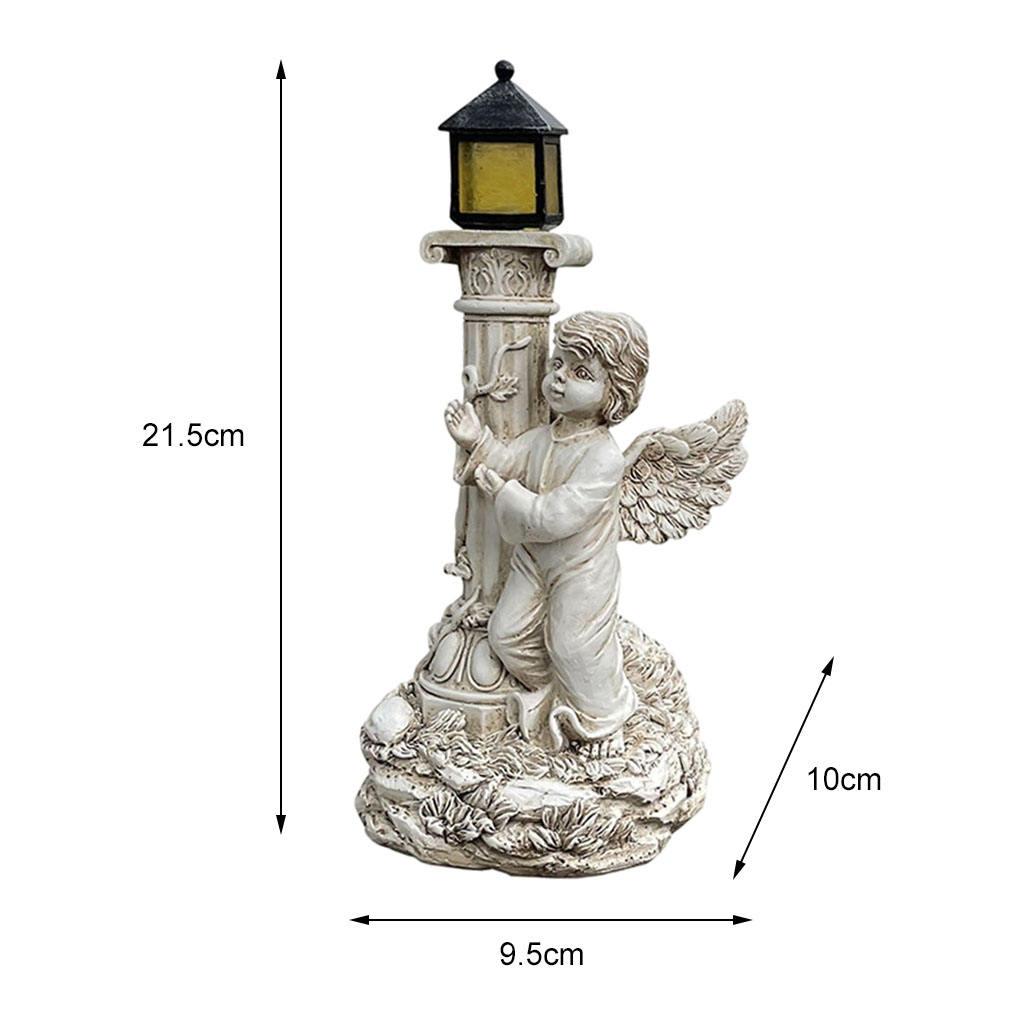Roman Pillar Angel Figurine Statue Solar Energy Garden Yard Lawn Decors