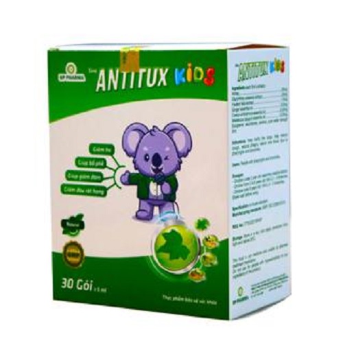 Siro ANTITUX KIDS Hỗ Trợ Giúp Bổ Phế, Đờm, Đau Rát Họng, Khản Tiếng Do Viêm Họng Và Viêm Phế Quản (Hộp 30 Gói x 5ml)