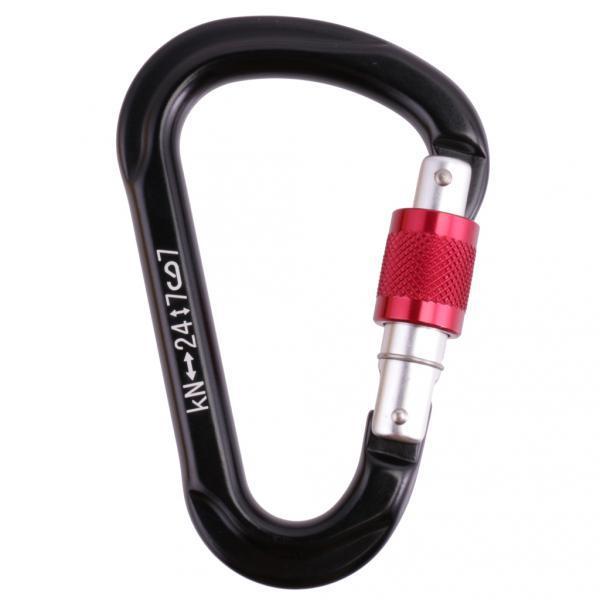 2x 24KN Rock Climbing Rappelling Screw Locking Carabiner Safety Rescue Gear