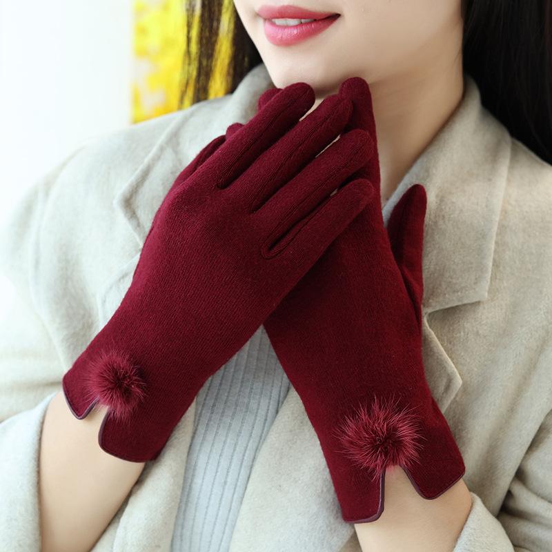 MYALICE Mùa Đông Nữ Găng Tay Len Cảm Ứng Màn Hình Ấm Full Ngón Tay Chống Gió Găng Tay Nữ Thể Thao Lái Xe Làm Dày Găng Tay Hở Ngón