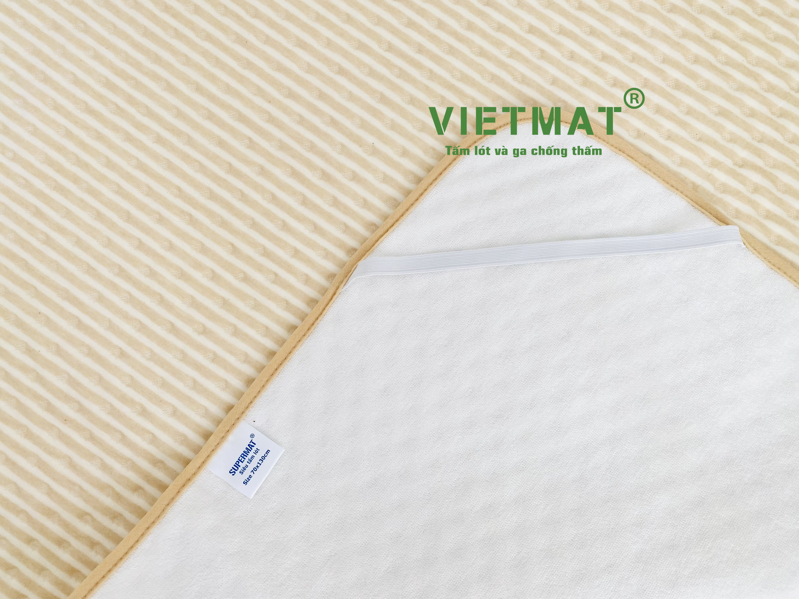 Size 50x70cm - Siêu tấm lót chống thấm cho bé 4 lớp Cotton Organic SUPERMAT