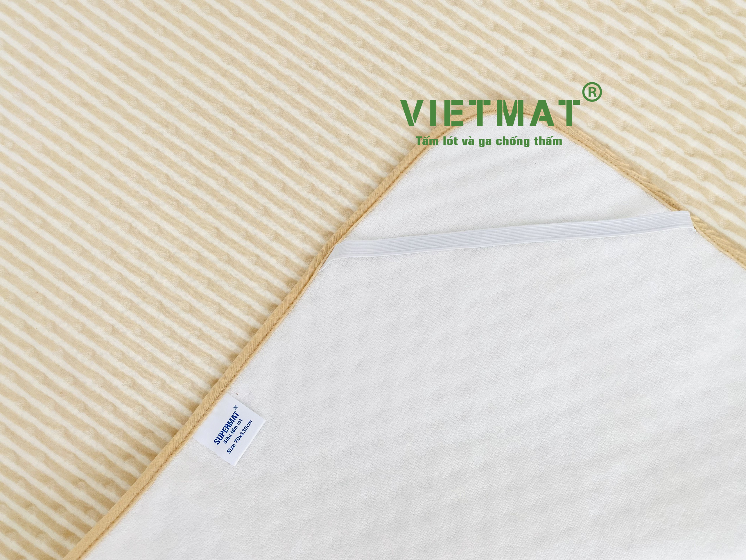 Size trải giường Tấm lót chống thấm cho bé cotton 4 lớp SIÊU VIỆT (SUPERMAT)