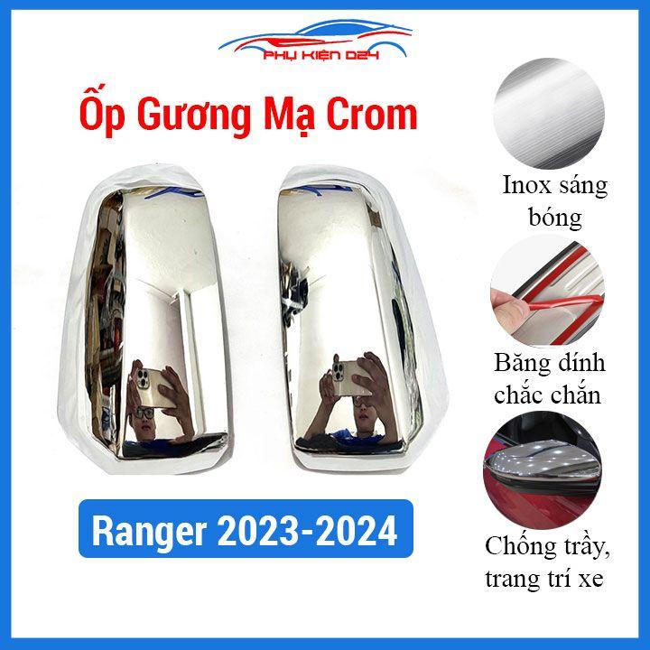 Ốp gương chiếu hậu Ranger 2023-2024 mạ crom bảo vệ chống trầy trang trí làm đẹp xe