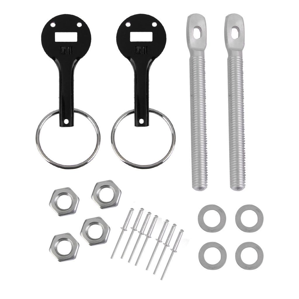 Universal Alloy Mount Bonnet Pin Pins Lock Latch Kit Racing Car