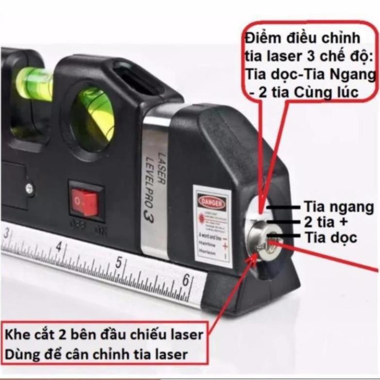 Thước ni vô laser đa năng cân bằng kèm thước kéo 2,5m+ tặng 1 miếng thép đa năng 206418206192