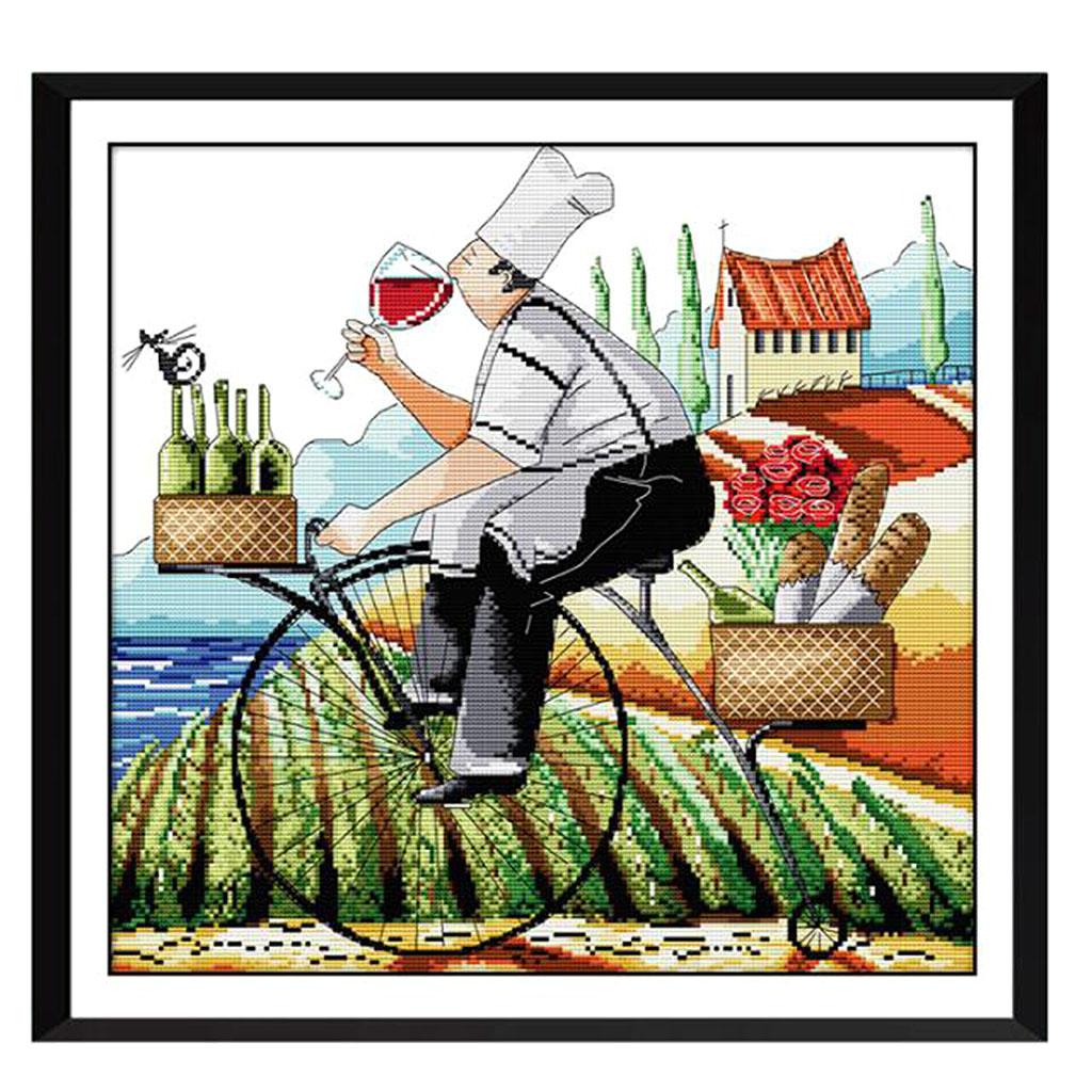 2PCS Enjoy Life Stamped Cross Stitch Kit for Beginners DIY Counted 14CT