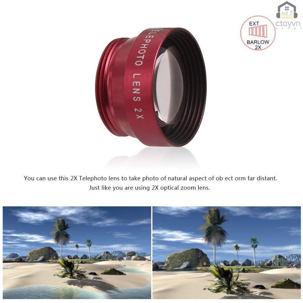 Bộ ống kính máy ảnh điện thoại 5 trong 1 0.67X Wide-angle & Macro + 180 Fisheye + 2X kèm túi đựng CPL cho iPhone