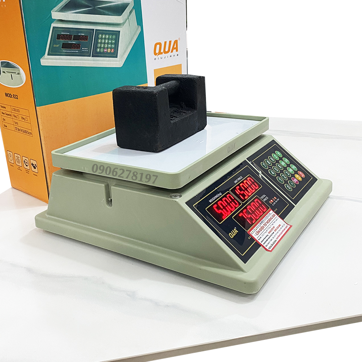 Cân điện tử tính tiền 30kg QUA 832 – Chống nước tuyệt đối 100%