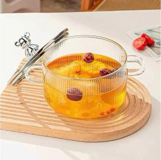 [KoSuyTu] Nồi Thủy Tinh Trong Suốt Nắp Gấu Bear 1.7L Đa Năng - Chịu Nhiệt Cao, Chiên, Nấu, Xào, Hấp, Luộc -  Sạch Sẽ, An Toàn, Thẩm Mỹ