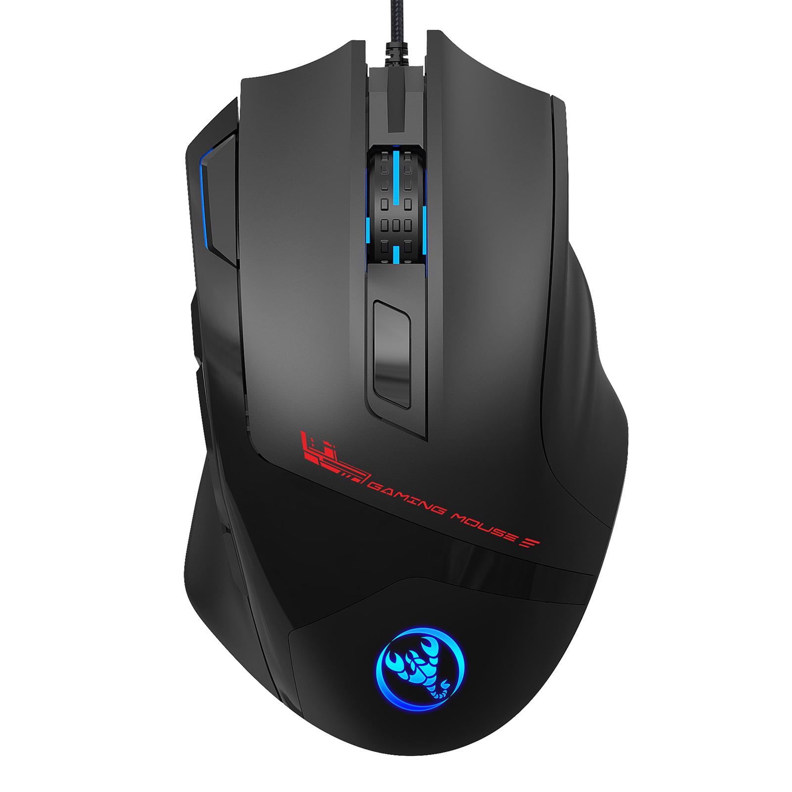 HXSJ S600 Wired Macro Programming Gaming Mouse 9 Keys Ergonomic Mice with 6 Adjustable DPI RGB Light Effect