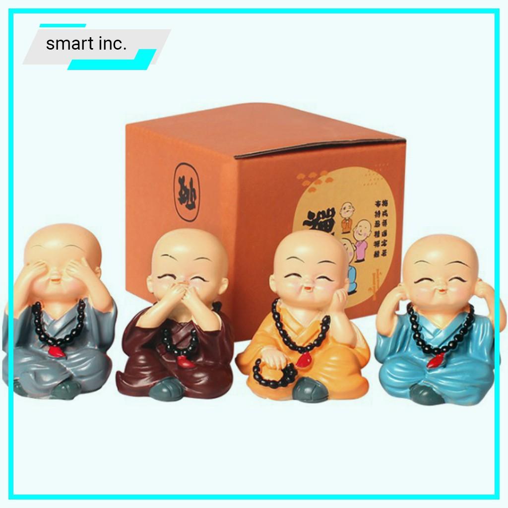 Bộ 4 Tượng Tứ Không Mini Bằng Sứ Trang Trí Đẹp Tượng Chú Tiểu Hòa Thượng Để Bàn Làm Việc Bàn Học Phòng Khách Xe Ô Tô