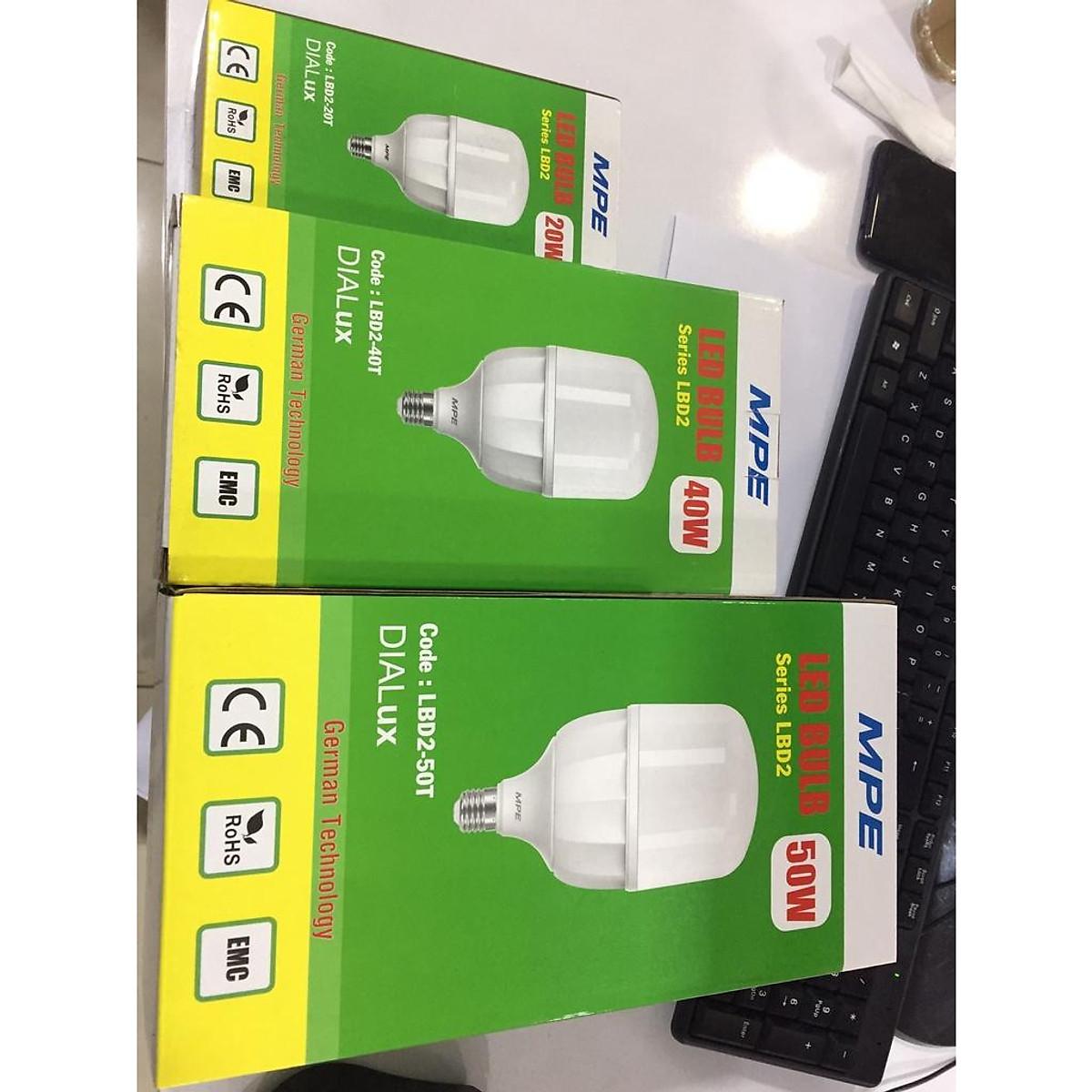 Bóng đèn led Bulb 20W - LBD2 - 20T (trắng), LBD2-20V (vàng)- Thương Hiệu MPE - Vàng - 3500K