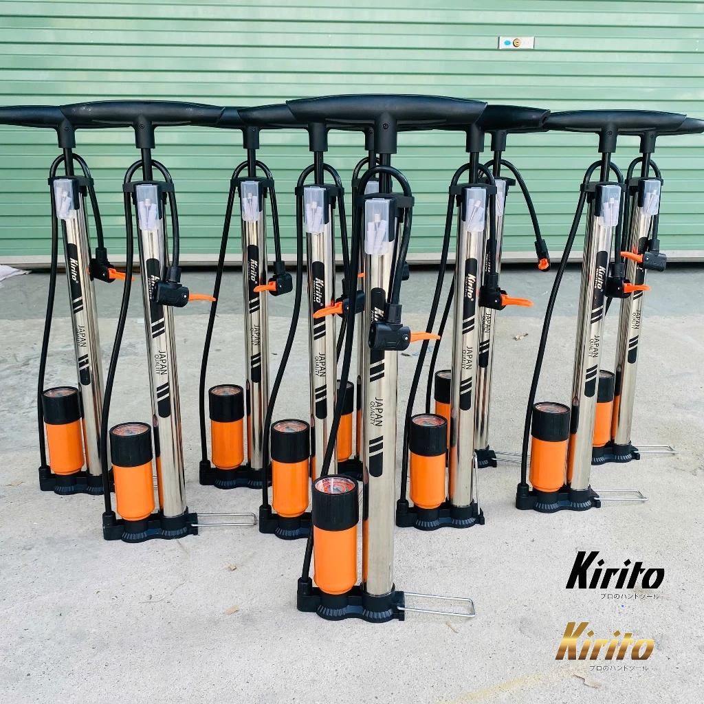 Bơm xe đạp, xe máy thân inox thương hiệu Kirito nhật bản có đầu bơm bóng, bơm đệm - Bơm inox Kirito