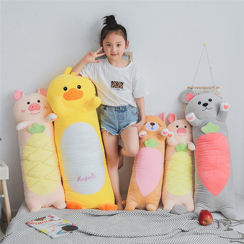 70-110Cm Động Vật Dài Tăng Cường Nhồi Bông Chuột Heo Thỏ Gấu Trúc Vịt Gối Trẻ Em Người Lớn Ngủ bạn Bè Quà Tặng