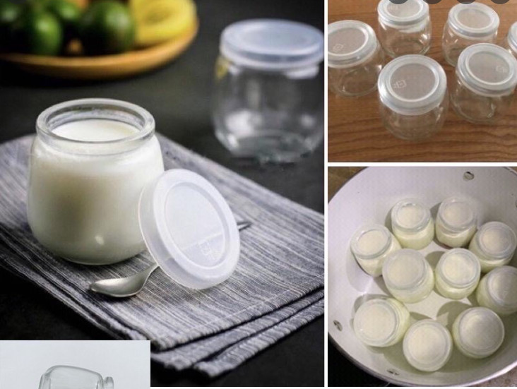 06 Hũ Thủy tinh làm Sữa Chua Béo 100ml , 200ml | Hũ Sữa Chua Nắp Nhựa