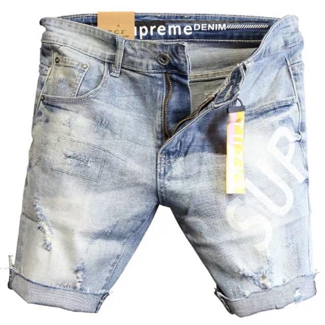 Quần short jean nam co dãn 4 chiều màu đen trơn không rách TCS 225