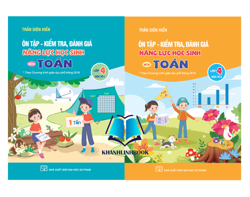 Sách Ôn tập kiểm tra đánh giá năng lực học sinh môn toán lớp 4 Tập 1 + Tập 2