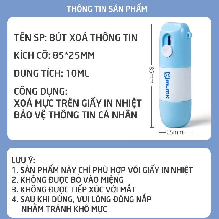 Bút xoá thông tin trên giấy in nhiệt kèm dao rọc giấy đa năng