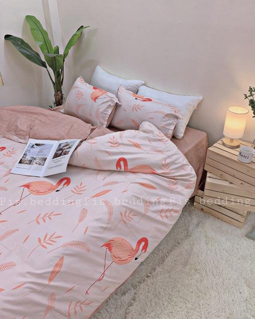 Chăn ga gối cotton poly - Hạc cam siêu phẩm!