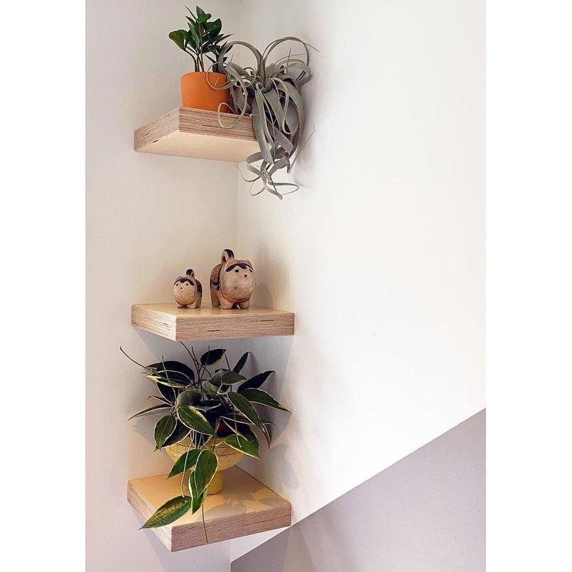 Kệ gỗ tự nhiên vuông giấu chân gắn tường kích thước 15x15cm