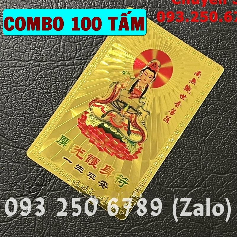 COMBO 100 Kim Bài Quan Âm Bồ Tát , Bình An May Mắn Plastic - Đã Khai Quang - PASA COLLECTION