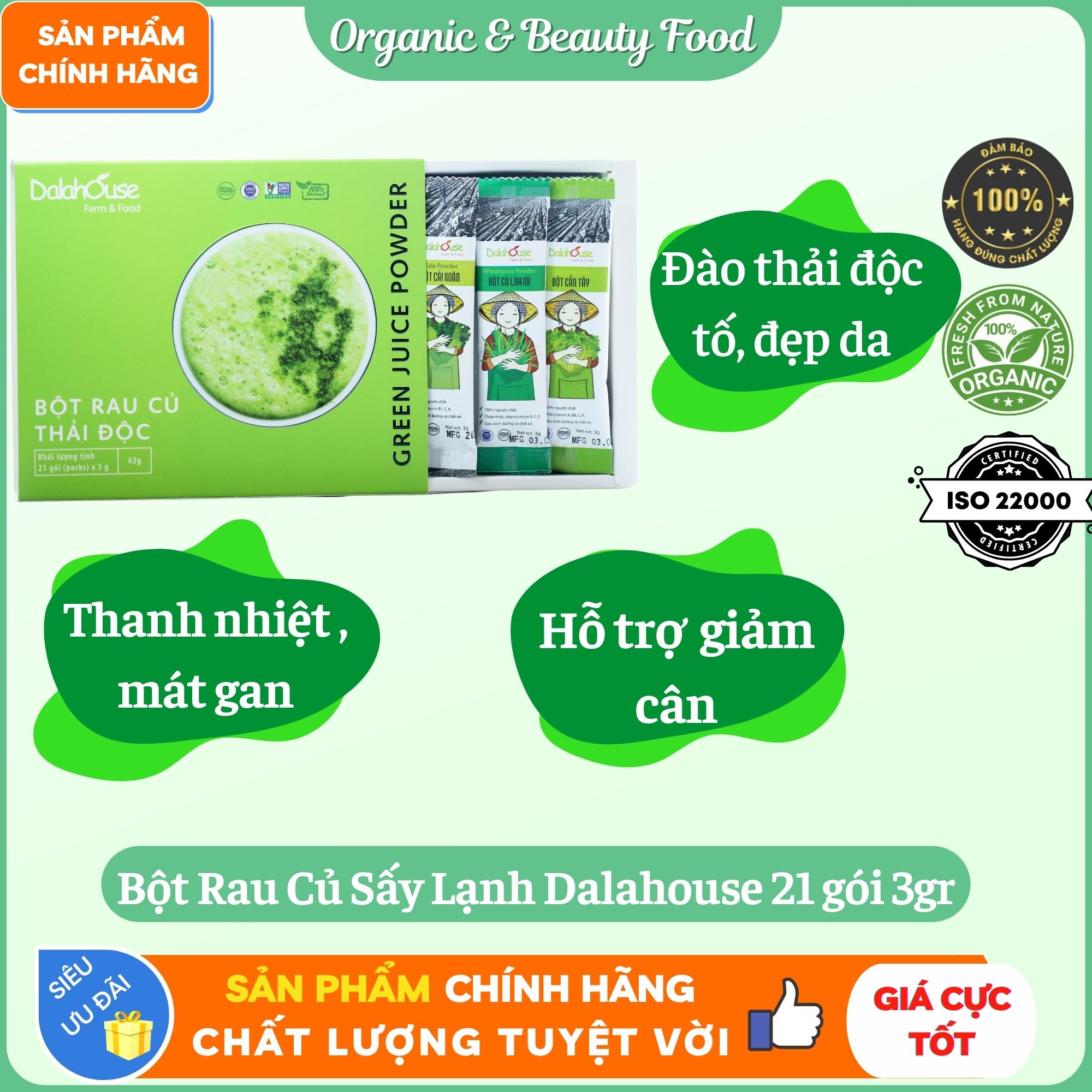 Combo Bột Rau củ Detox - Thải Độc , Thanh Lọc Cơ Thể Dalahouse - Hộp 21 gói 3gr - Hỗ trợ giảm cân - Đào thải độc tố , đpẹ da, thanh nhiệt mát gan.