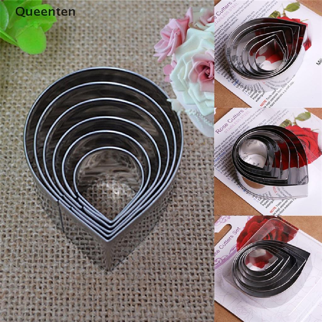 Queenten 6PCS/Set Rose Petal Mold for Cake Decor Fondant Sugarcraft Cutters Tools Mould QT