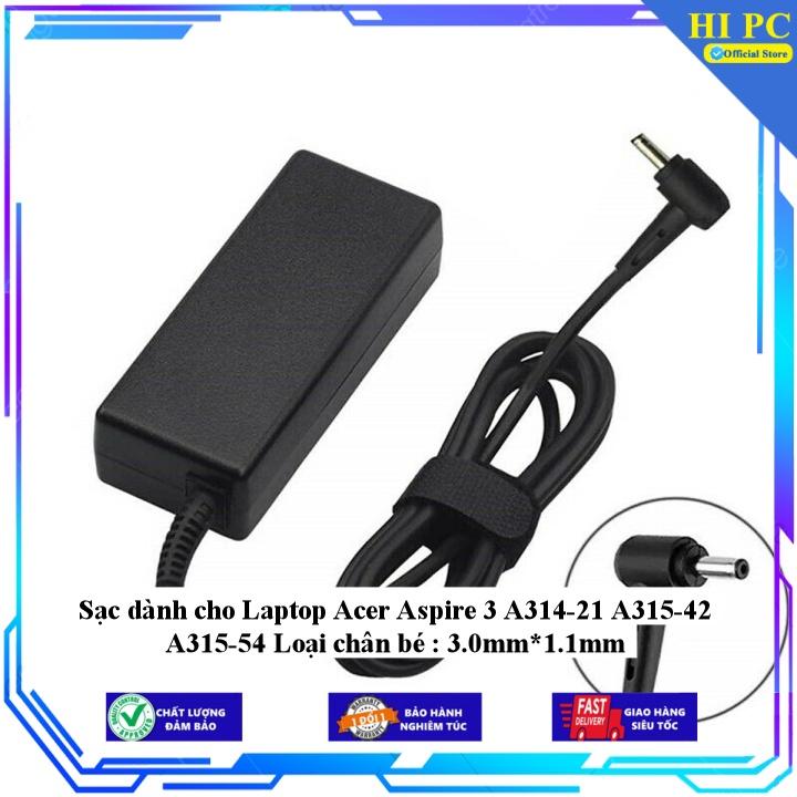 Sạc dành cho Laptop Acer Aspire 3 A314-21 A315-42 A315-54 Loại chân bé : 3.0mm*1.1mm - Kèm Dây nguồn - Hàng Nhập Khẩu