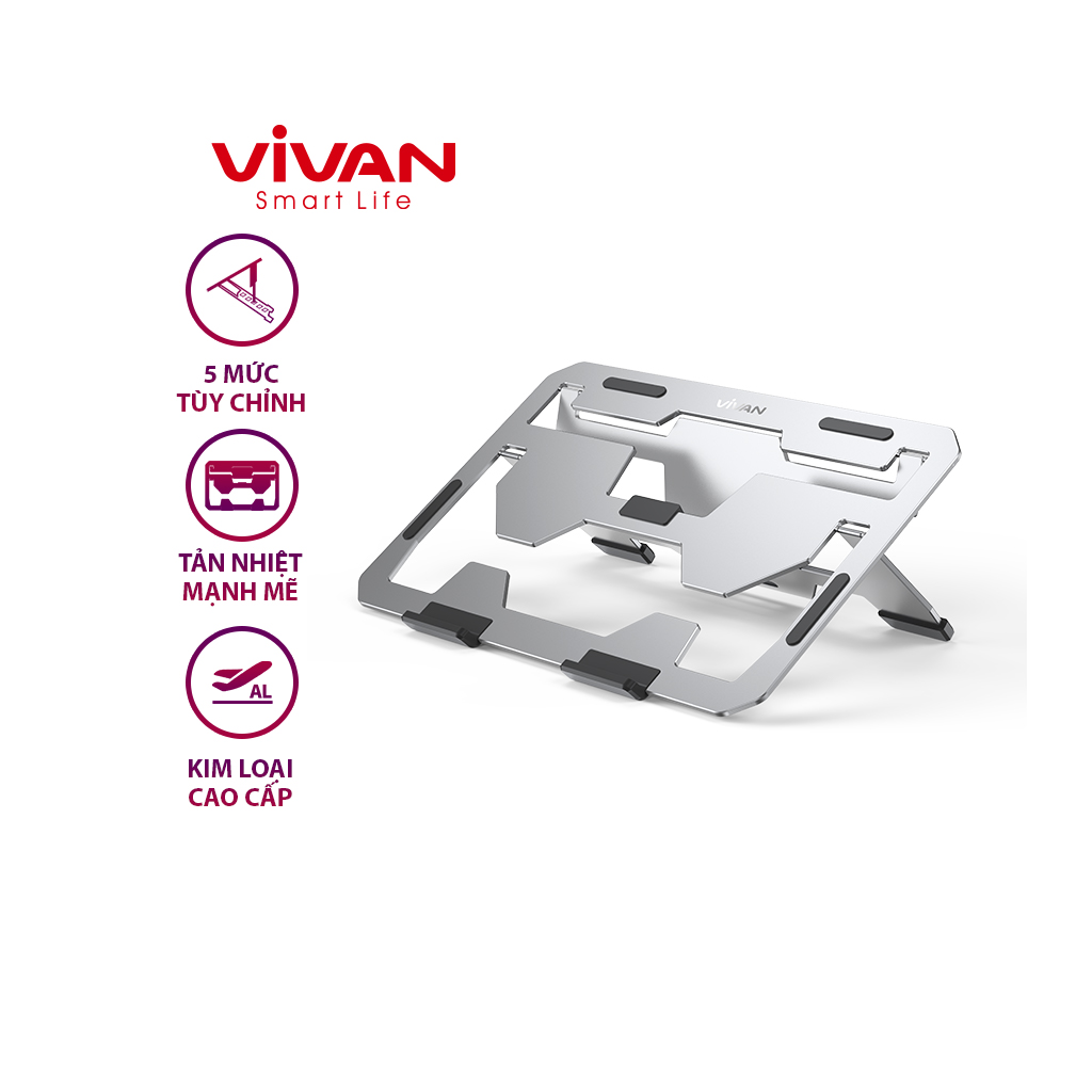 GIÁ ĐỠ TẢN NHIỆT LAPTOP/MÁY TÍNH BẢNG VIVAN VLS02 CHẤT LIỆU HỢP KIM NHÔM CAO CẤP - THIẾT KẾ DỄ DÀNG GẤP GỌN - HÀNG CHÍNH HÃNG